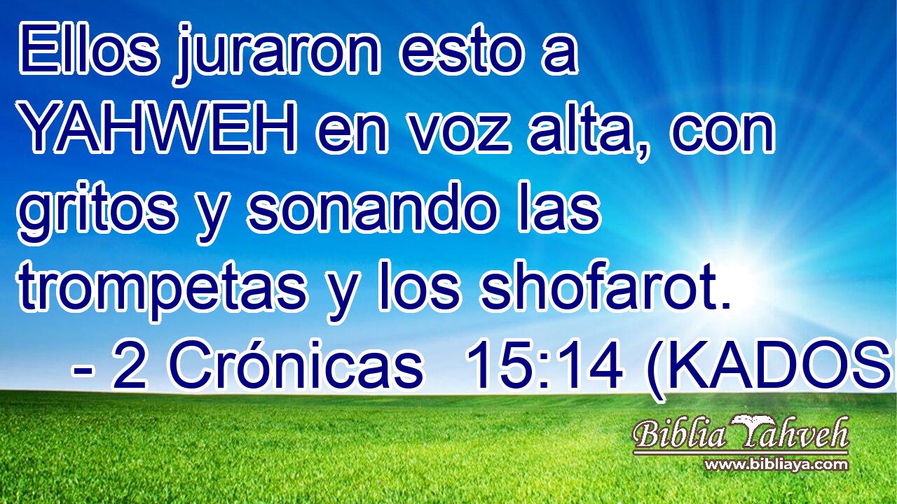  Ellos juraron esto a YAHWEH en voz alta, con gritos y sonando las trompetas y los shofarot. 