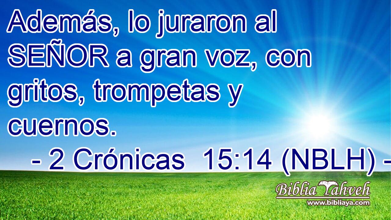  Además, lo juraron al SEÑOR a gran voz, con gritos, trompetas y cuernos. 