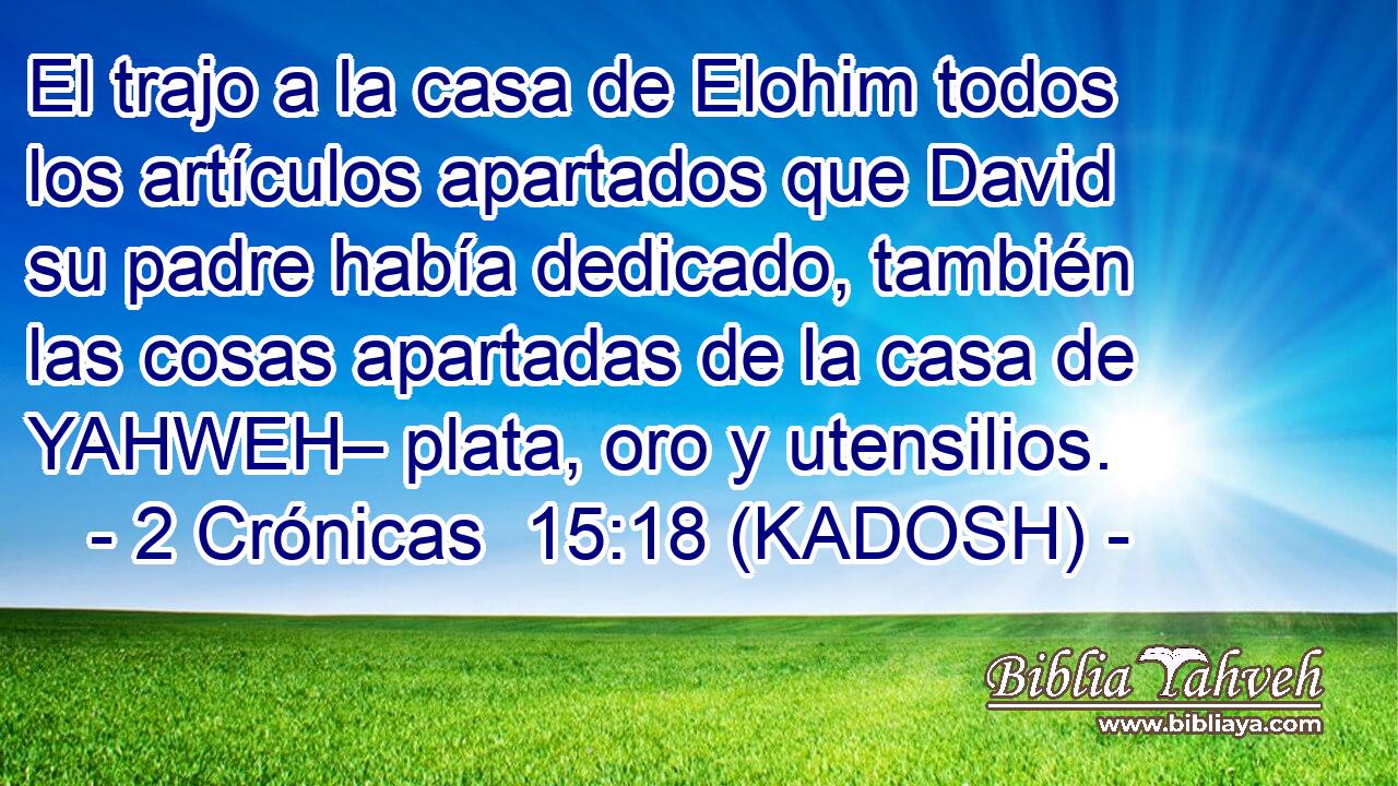  El trajo a la casa de Elohim todos los artículos apartados que David su padre había dedicado, también las cosas apartadas de la casa de YAHWEH– plata, oro y utensilios. 