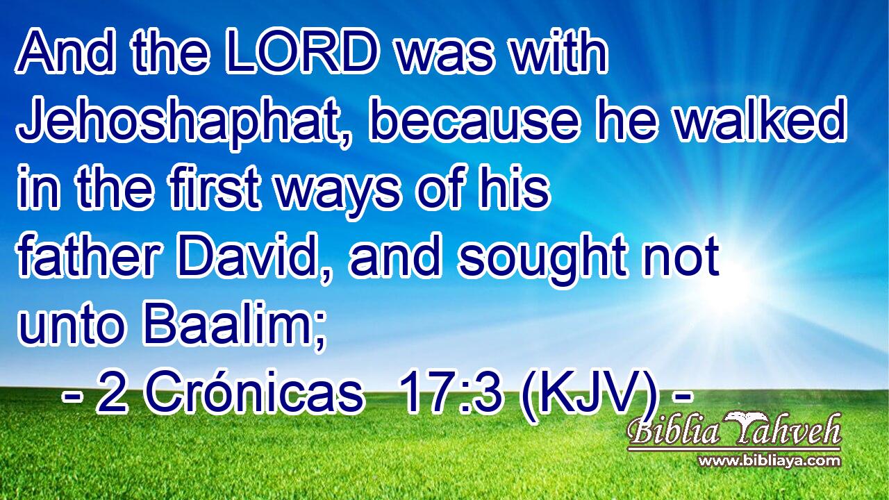 And the LORD was with Jehoshaphat, because he walked in the first ways of his father David, and sought not unto Baalim;