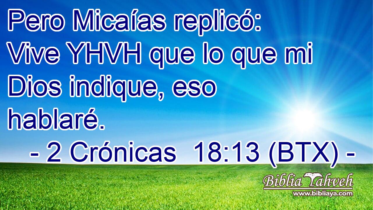 Pero Micaías replicó: Vive YHVH que lo que mi Dios indique, eso hablaré.