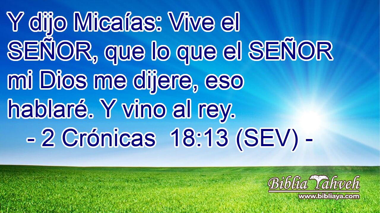 Y dijo Micaías: Vive el SEÑOR, que lo que el SEÑOR mi Dios me dijere, eso hablaré. Y vino al rey.