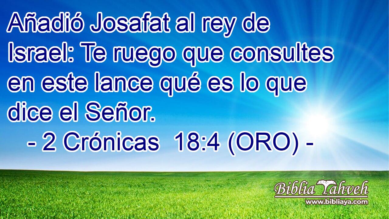  Añadió Josafat al rey de Israel: Te ruego que consultes en este lance qué es lo que dice el Señor. 