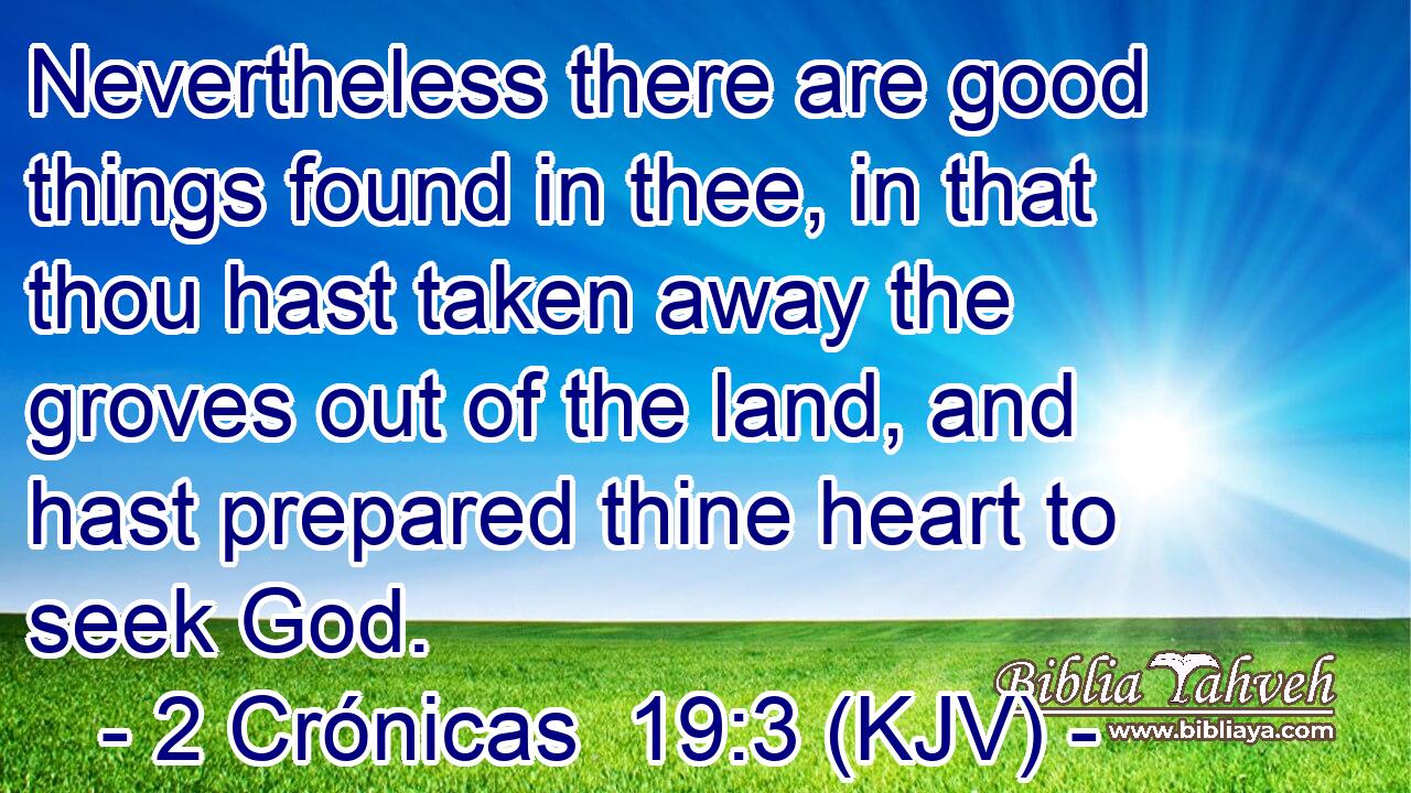 Nevertheless there are good things found in thee, in that thou hast taken away the groves out of the land, and hast prepared thine heart to seek God.