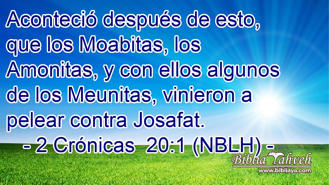  Aconteció después de esto, que los Moabitas, los Amonitas, y con ellos algunos de los Meunitas, vinieron a pelear contra Josafat. 