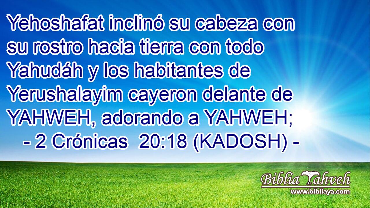  Yehoshafat inclinó su cabeza con su rostro hacia tierra con todo Yahudáh y los habitantes de Yerushalayim cayeron delante de YAHWEH, adorando a YAHWEH; 