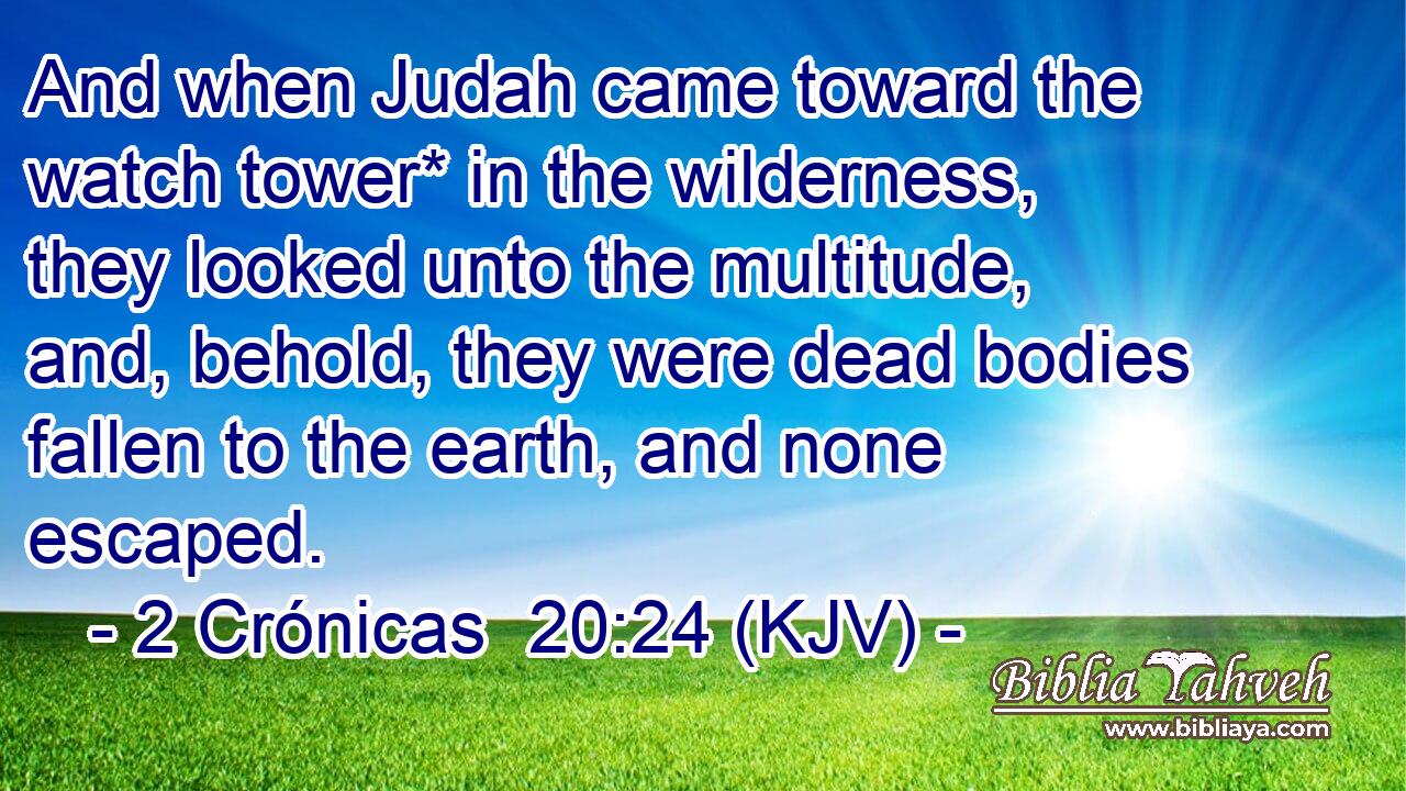 And when Judah came toward the watch tower* in the wilderness, they looked unto the multitude, and, behold, they were dead bodies fallen to the earth, and none escaped.