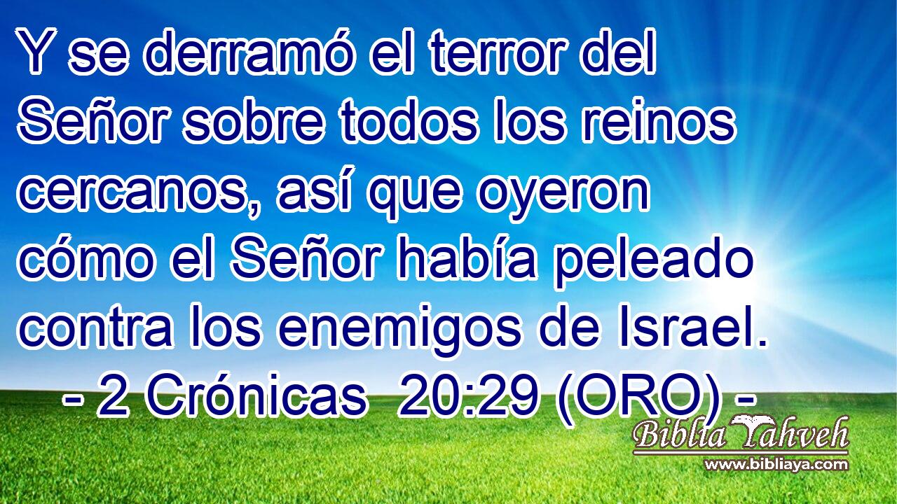  Y se derramó el terror del Señor sobre todos los reinos cercanos, así que oyeron cómo el Señor había peleado contra los enemigos de Israel. 