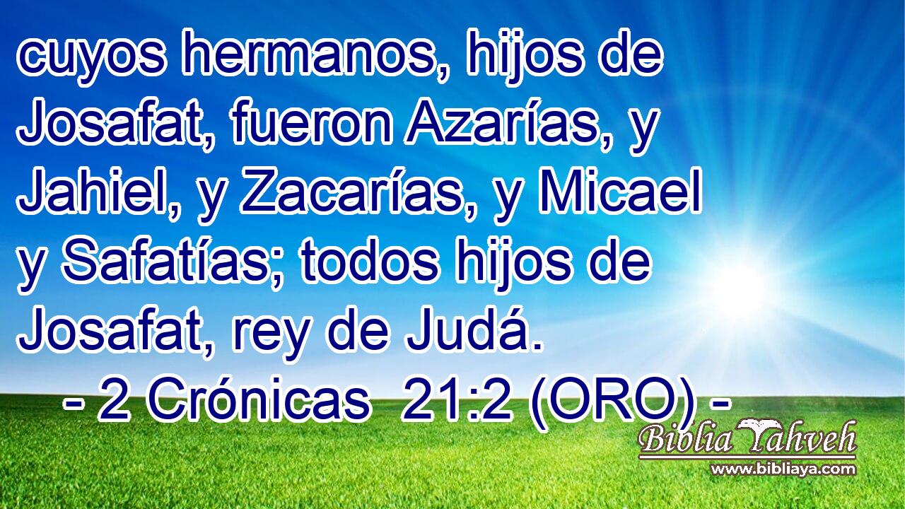  cuyos hermanos, hijos de Josafat, fueron Azarías, y Jahiel, y Zacarías, y Micael y Safatías; todos hijos de Josafat, rey de Judá. 