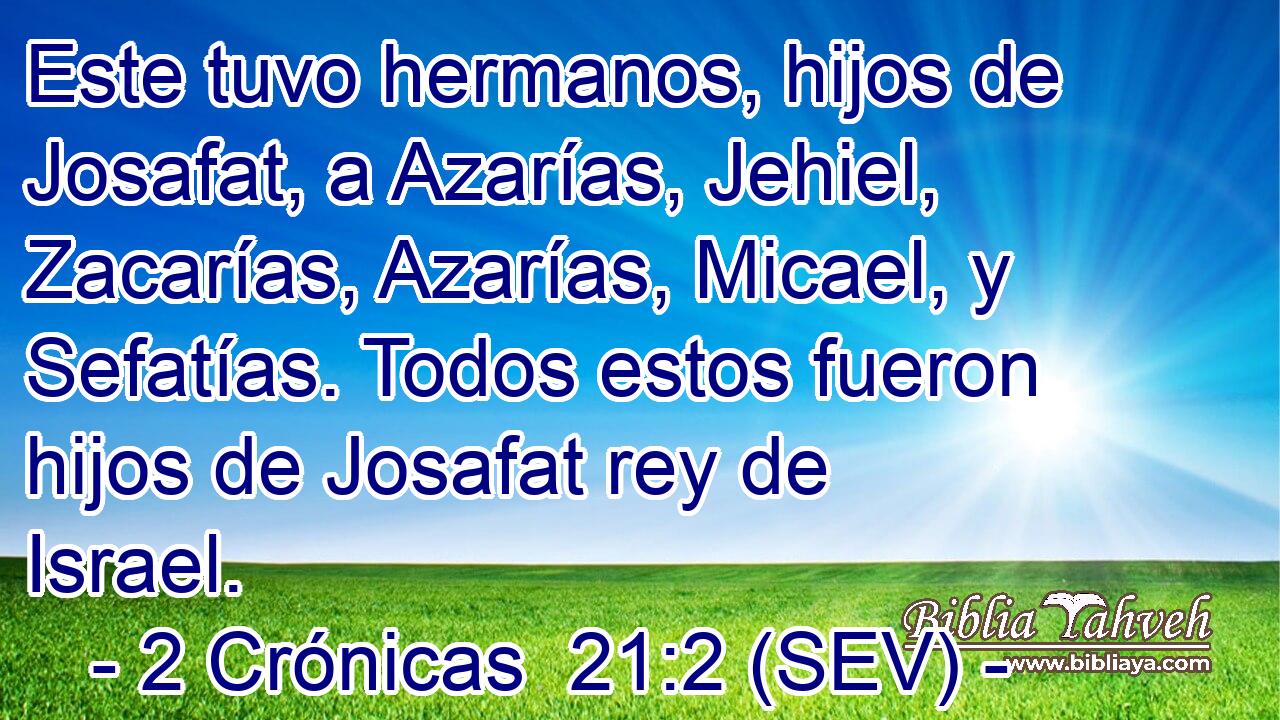 Este tuvo hermanos, hijos de Josafat, a Azarías, Jehiel, Zacarías, Azarías, Micael, y Sefatías. Todos estos fueron hijos de Josafat rey de Israel.