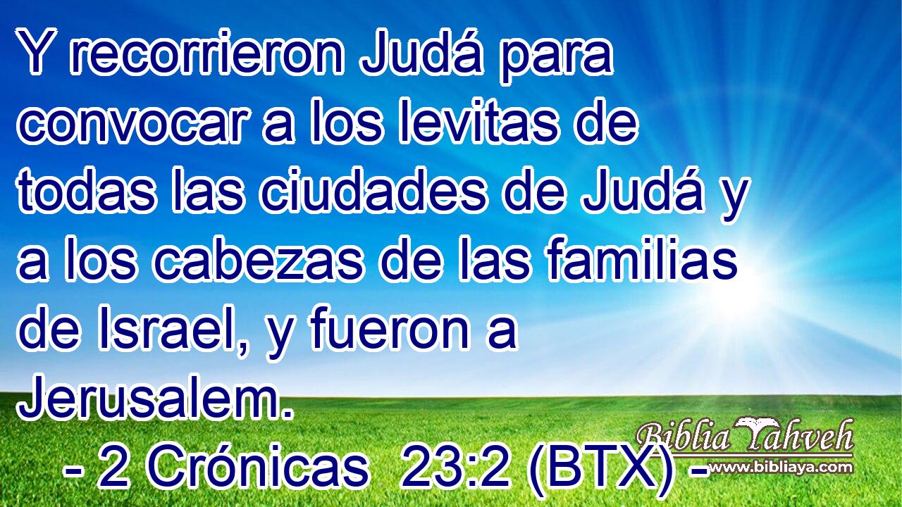 Y recorrieron Judá para convocar a los levitas de todas las ciudades de Judá y a los cabezas de las familias de Israel, y fueron a Jerusalem.