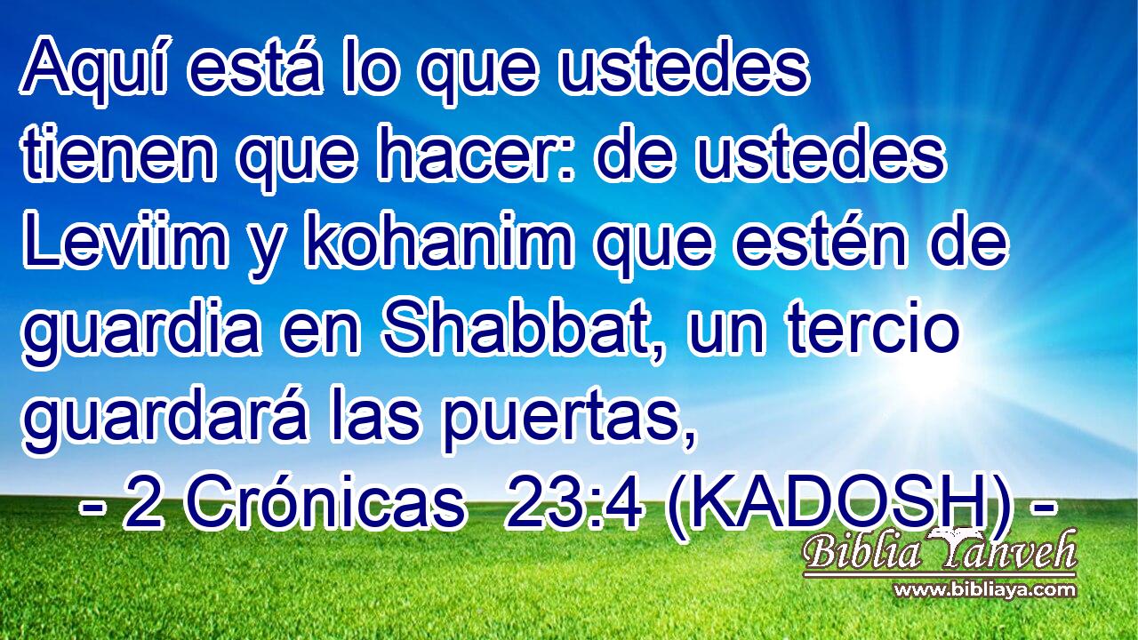  Aquí está lo que ustedes tienen que hacer: de ustedes Leviim y kohanim que estén de guardia en Shabbat, un tercio guardará las puertas, 