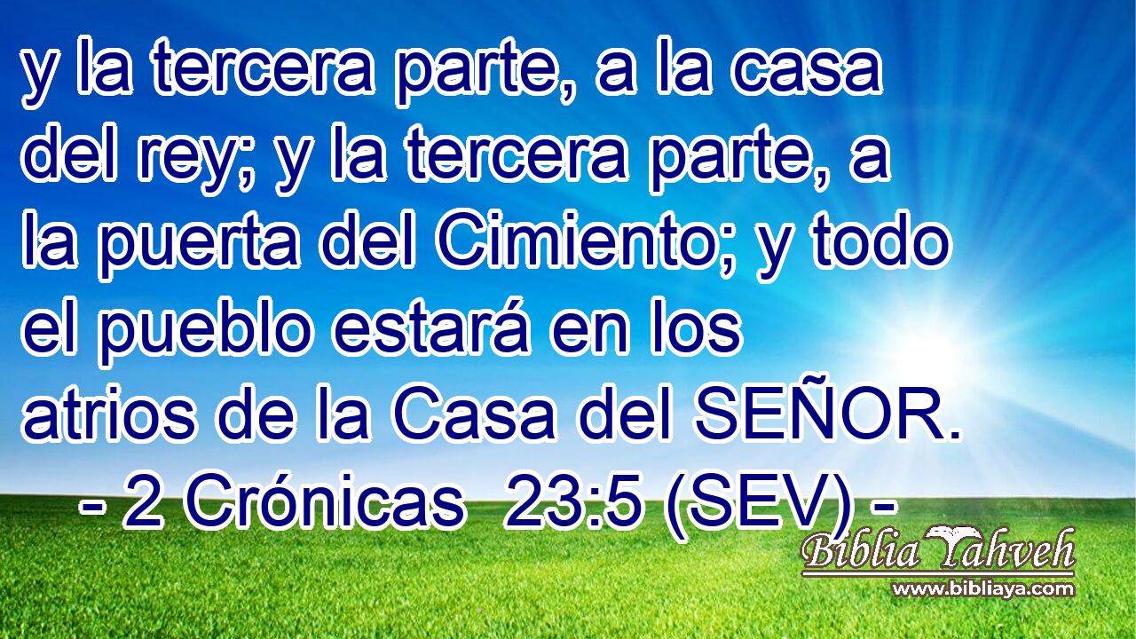 y la tercera parte, a la casa del rey; y la tercera parte, a la puerta del Cimiento; y todo el pueblo estará en los atrios de la Casa del SEÑOR.