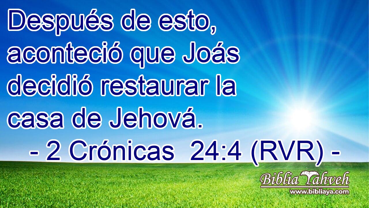 Después de esto, aconteció que Joás decidió restaurar la casa de Jehová.