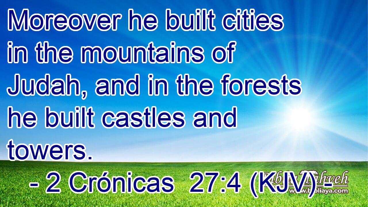 Moreover he built cities in the mountains of Judah, and in the forests he built castles and towers.