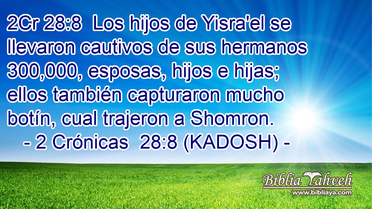  Los hijos de Yisra'el se llevaron cautivos de sus hermanos 300,000, esposas, hijos e hijas; ellos también capturaron mucho botín, cual trajeron a Shomron. 