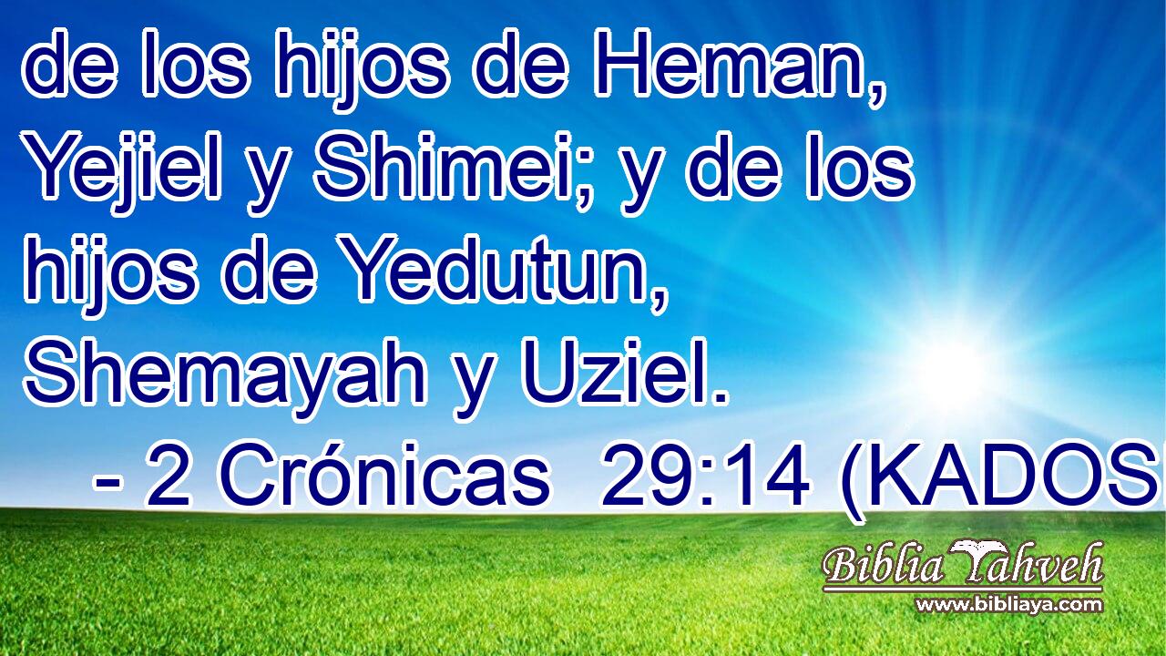  de los hijos de Heman, Yejiel y Shimei; y de los hijos de Yedutun, Shemayah y Uziel. 