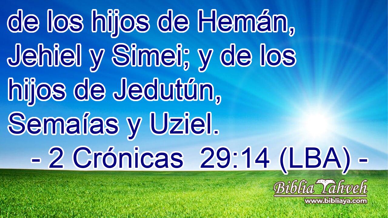 de los hijos de Hemán, Jehiel y Simei; y de los hijos de Jedutún, Semaías y Uziel.