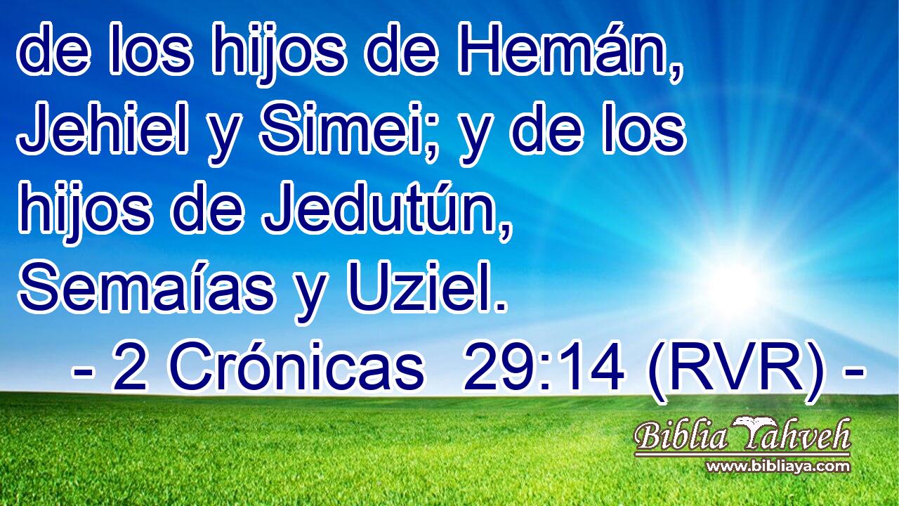 de los hijos de Hemán, Jehiel y Simei; y de los hijos de Jedutún, Semaías y Uziel.