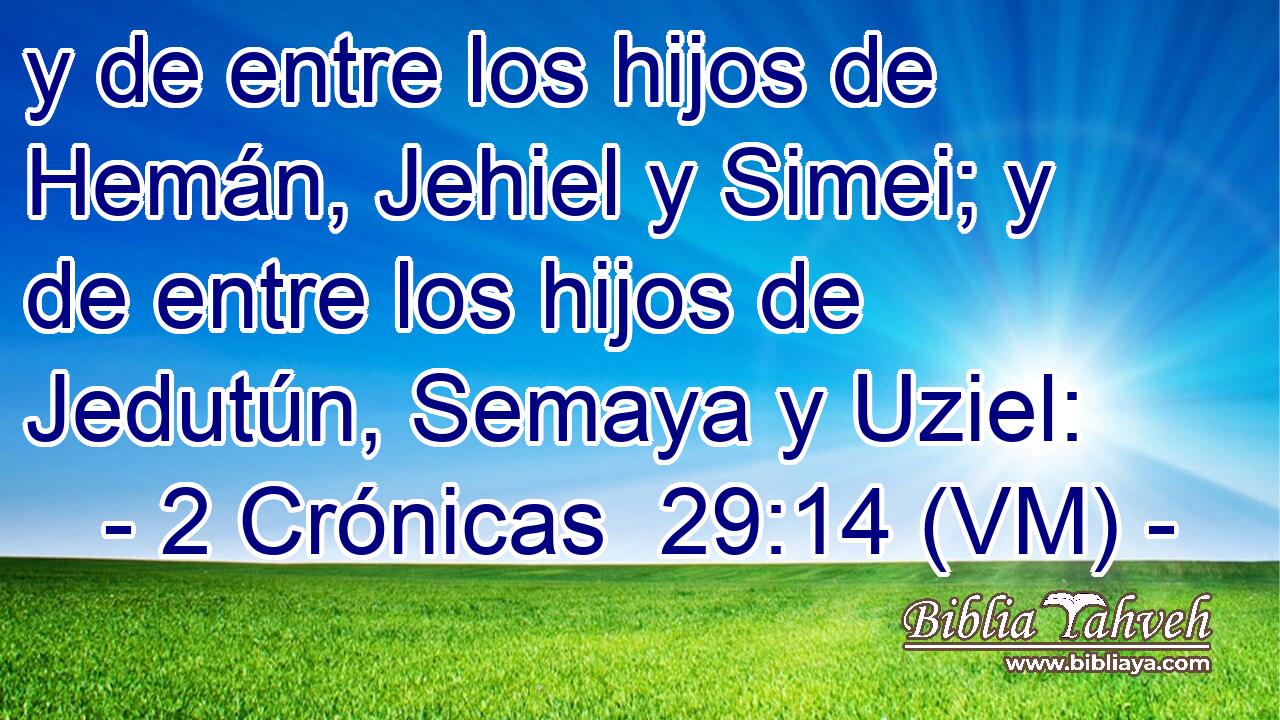  y de entre los hijos de Hemán, Jehiel y Simei; y de entre los hijos de Jedutún, Semaya y Uziel: 
