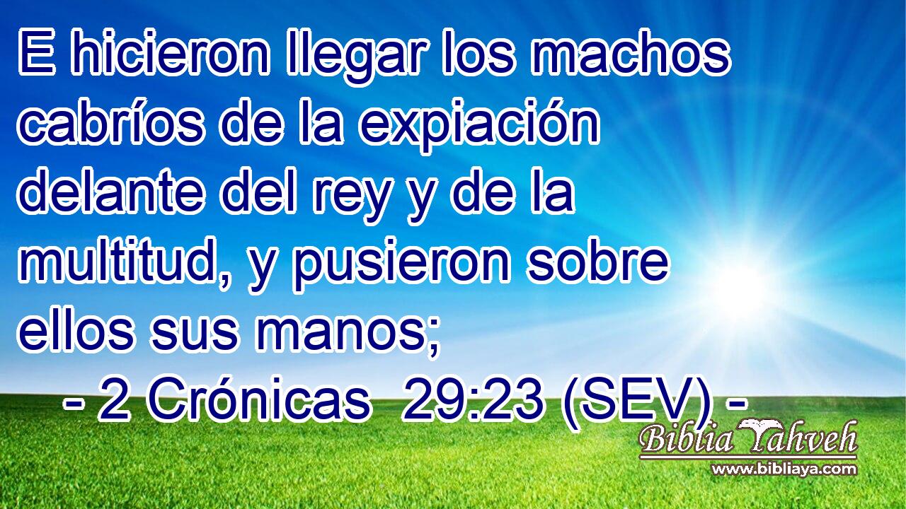 E hicieron llegar los machos cabríos de la expiación delante del rey y de la multitud, y pusieron sobre ellos sus manos;