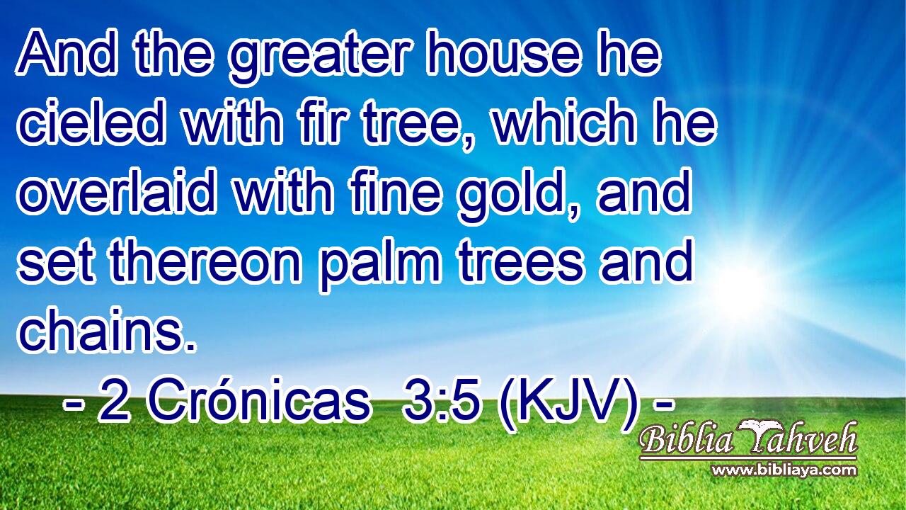 And the greater house he cieled with fir tree, which he overlaid with fine gold, and set thereon palm trees and chains.