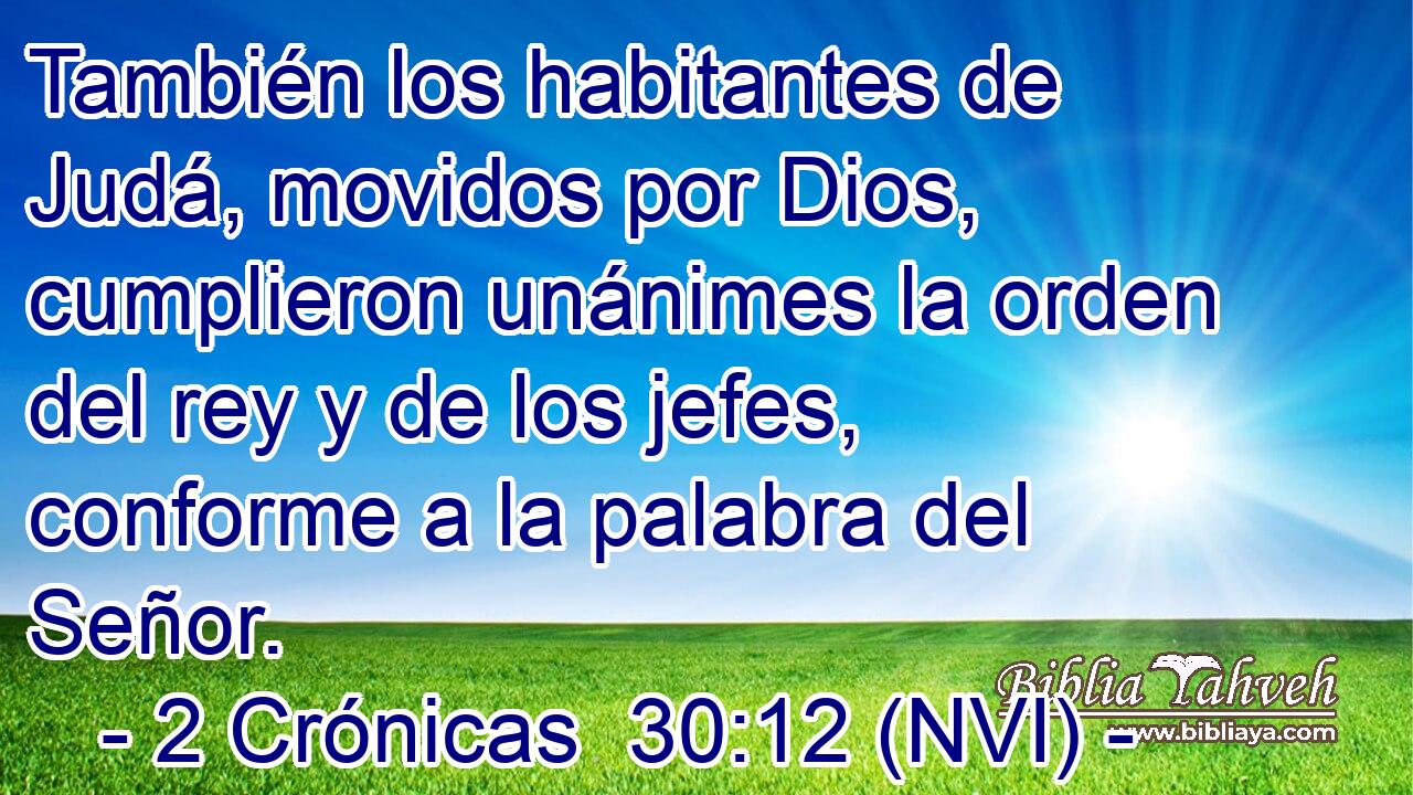  También los habitantes de Judá, movidos por Dios, cumplieron unánimes la orden del rey y de los jefes, conforme a la palabra del Señor. 