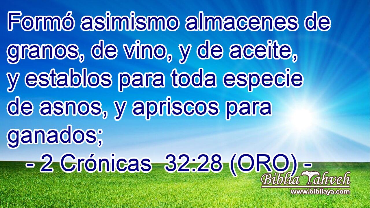  Formó asimismo almacenes de granos, de vino, y de aceite, y establos para toda especie de asnos, y apriscos para ganados; 