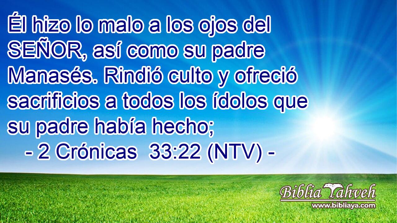 Él hizo lo malo a los ojos del SEÑOR, así como su padre Manasés. Rindió culto y ofreció sacrificios a todos los ídolos que su padre había hecho;