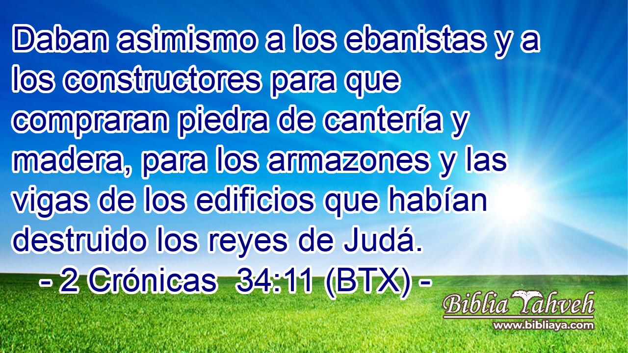 Daban asimismo a los ebanistas y a los constructores para que compraran piedra de cantería y madera, para los armazones y las vigas de los edificios que habían destruido los reyes de Judá.