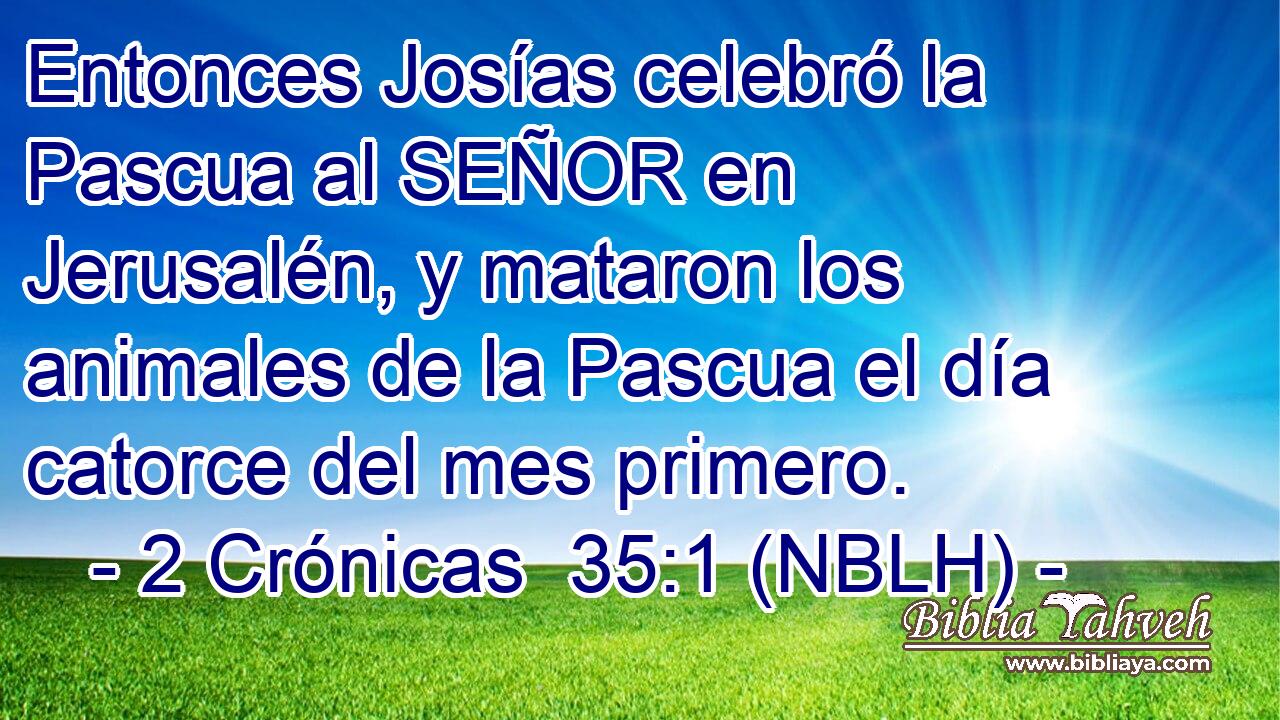  Entonces Josías celebró la Pascua al SEÑOR en Jerusalén, y mataron los animales de la Pascua el día catorce del mes primero. 