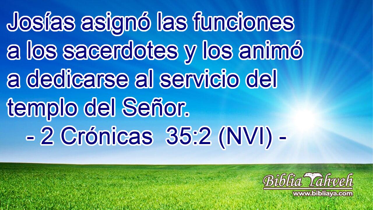  Josías asignó las funciones a los sacerdotes y los animó a dedicarse al servicio del templo del Señor. 