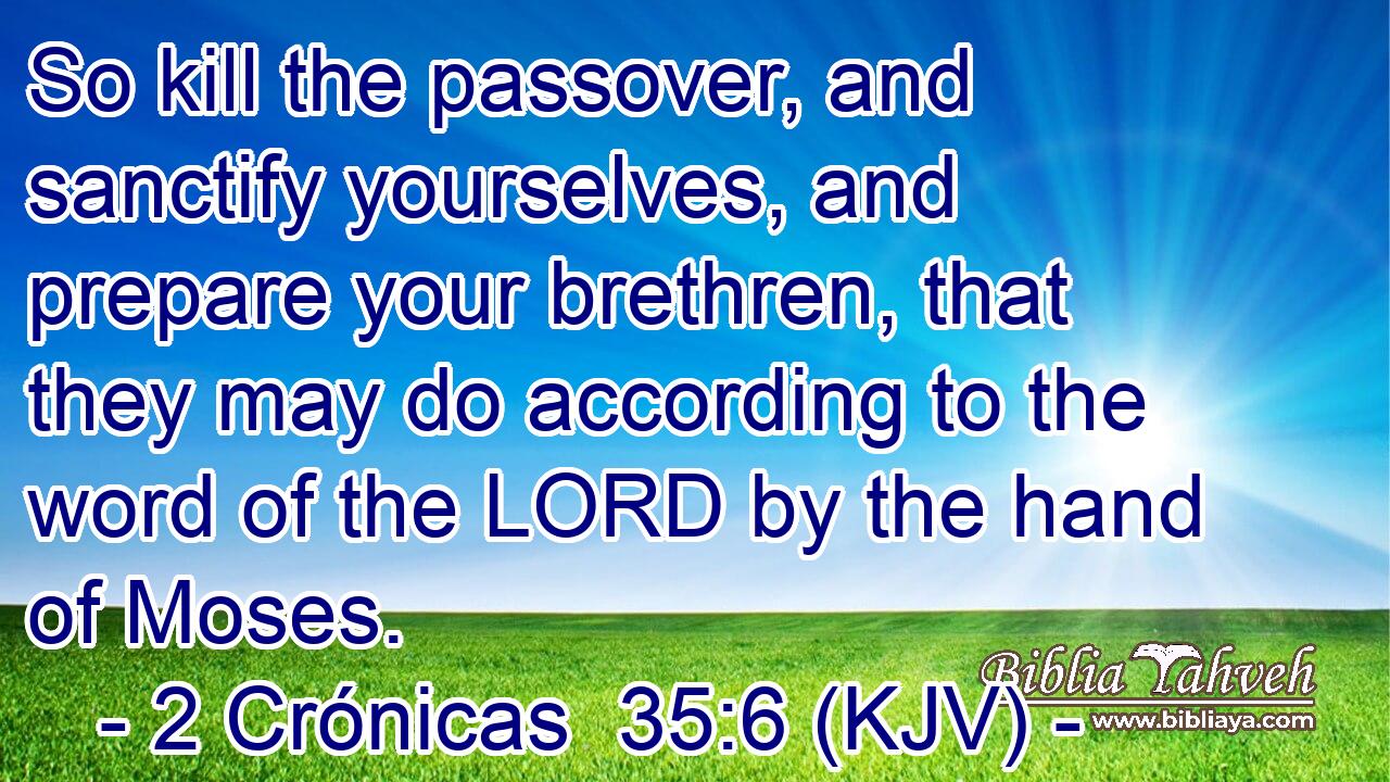 So kill the passover, and sanctify yourselves, and prepare your brethren, that they may do according to the word of the LORD by the hand of Moses.