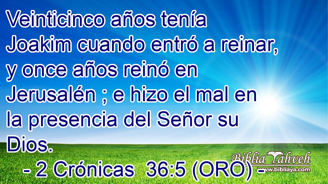  Veinticinco años tenía Joakim cuando entró a reinar, y once años reinó en Jerusalén ; e hizo el mal en la presencia del Señor su Dios. 