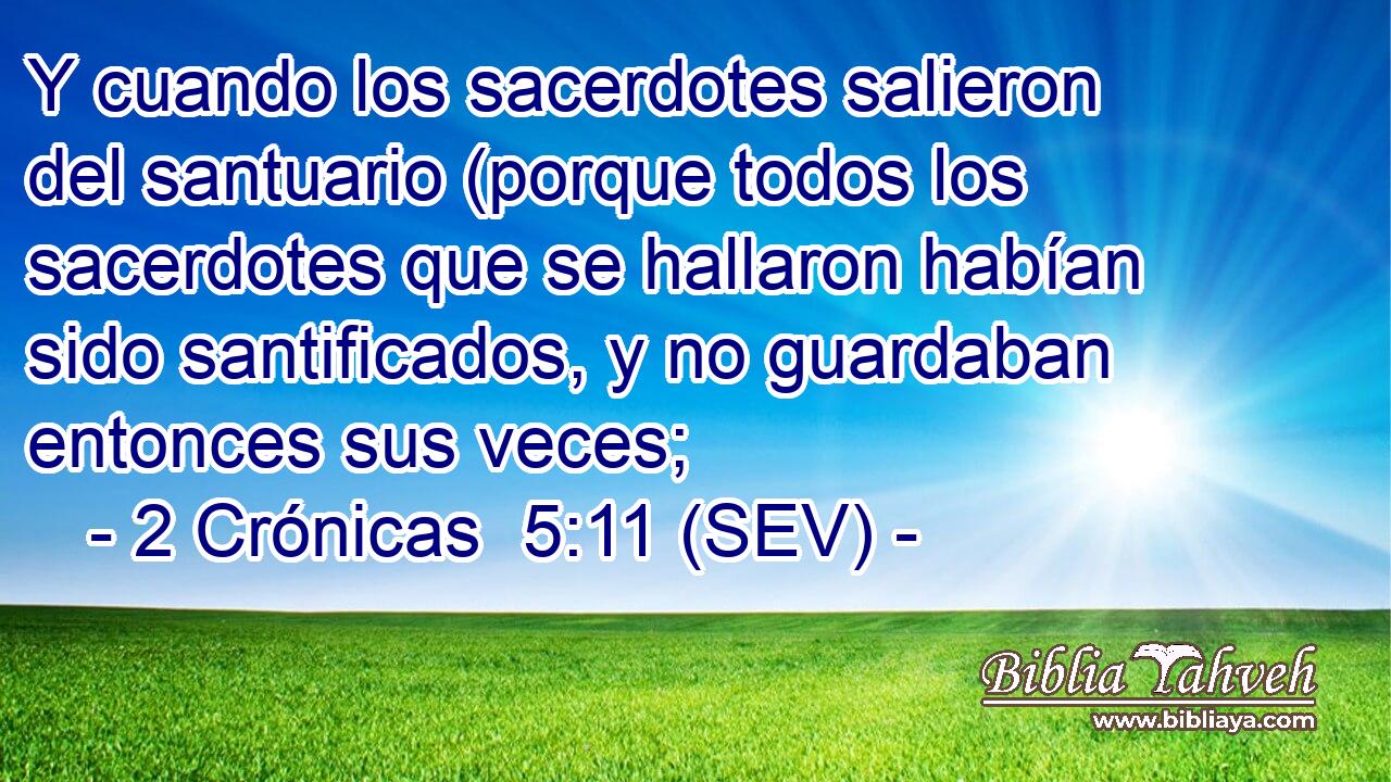 Y cuando los sacerdotes salieron del santuario (porque todos los sacerdotes que se hallaron habían sido santificados, y no guardaban entonces sus veces;