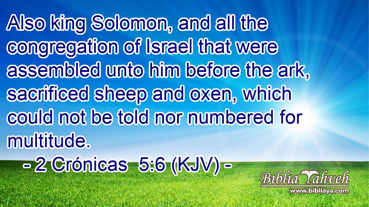 Also king Solomon, and all the congregation of Israel that were assembled unto him before the ark, sacrificed sheep and oxen, which could not be told nor numbered for multitude.