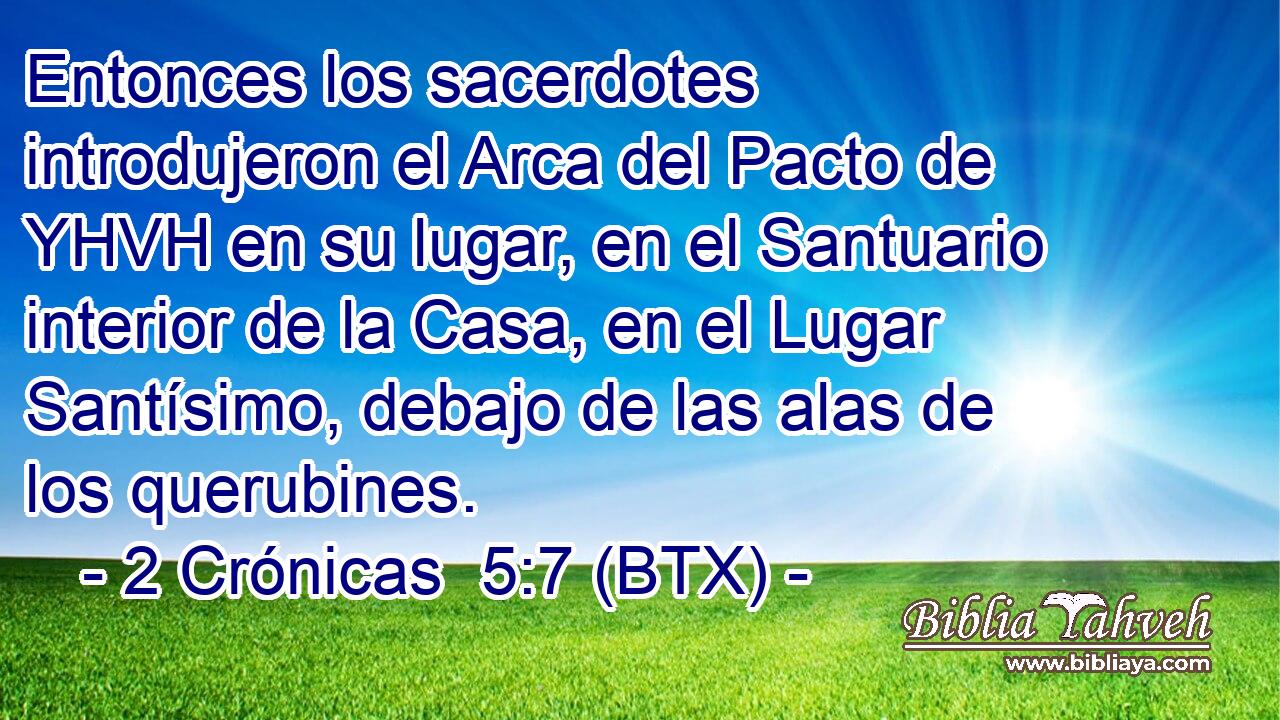 Entonces los sacerdotes introdujeron el Arca del Pacto de YHVH en su lugar, en el Santuario interior de la Casa, en el Lugar Santísimo, debajo de las alas de los querubines.