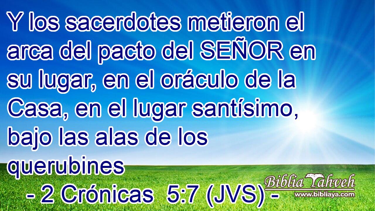 Y los sacerdotes metieron el arca del pacto del SEÑOR en su lugar, en el oráculo de la Casa, en el lugar santísimo, bajo las alas de los querubines