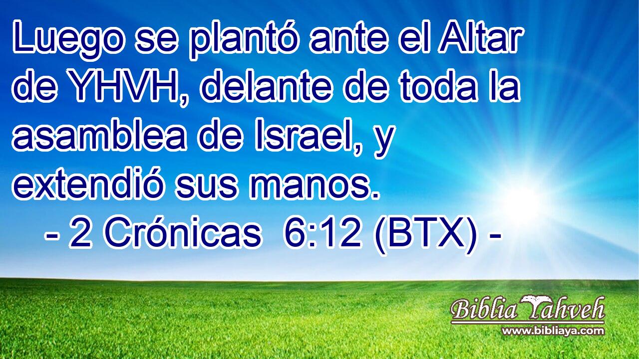 Luego se plantó ante el Altar de YHVH, delante de toda la asamblea de Israel, y extendió sus manos.