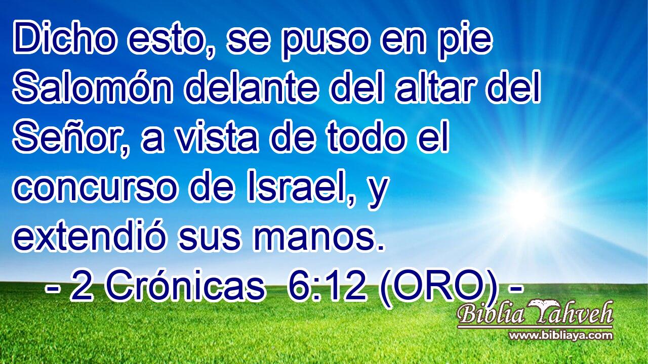  Dicho esto, se puso en pie Salomón delante del altar del Señor, a vista de todo el concurso de Israel, y extendió sus manos. 