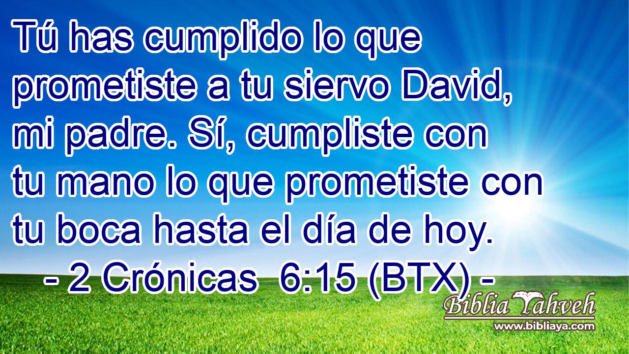 Tú has cumplido lo que prometiste a tu siervo David, mi padre. Sí, cumpliste con tu mano lo que prometiste con tu boca hasta el día de hoy.