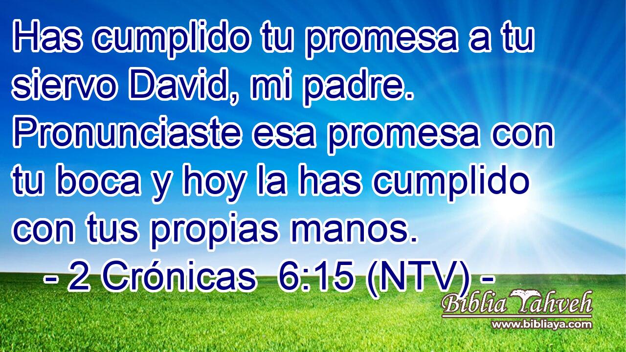 Has cumplido tu promesa a tu siervo David, mi padre. Pronunciaste esa promesa con tu boca y hoy la has cumplido con tus propias manos.