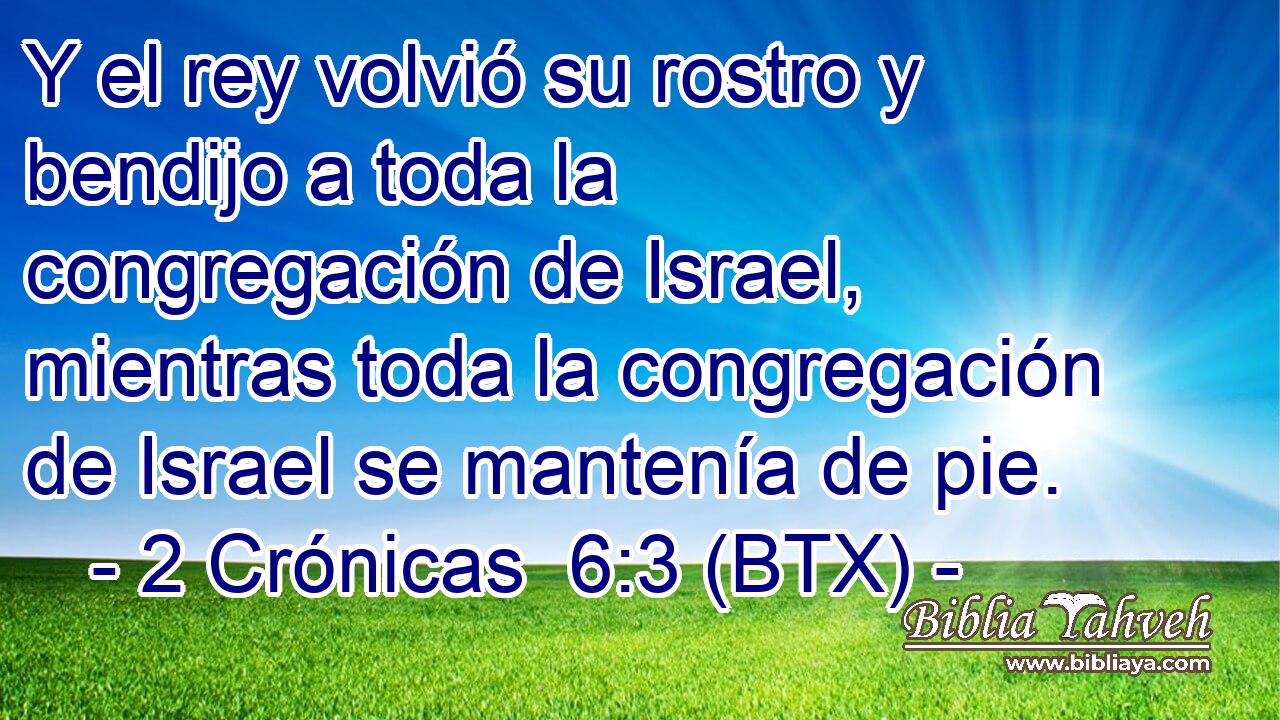 Y el rey volvió su rostro y bendijo a toda la congregación de Israel, mientras toda la congregación de Israel se mantenía de pie.