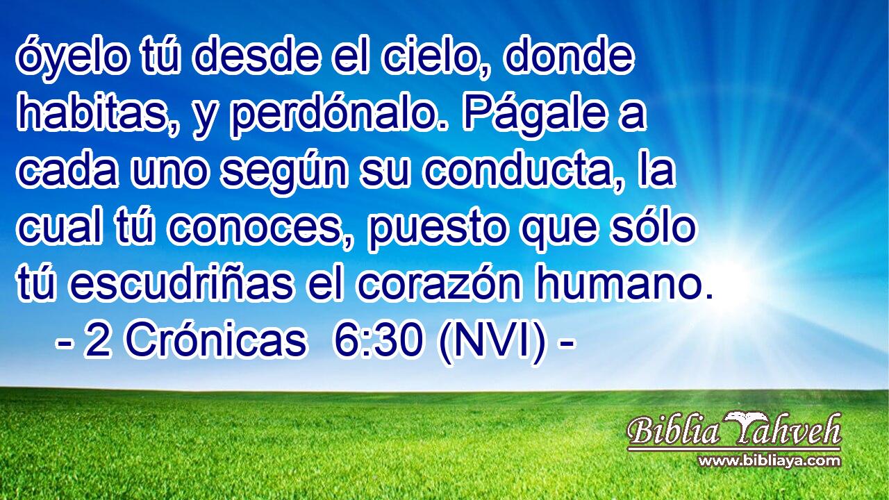  óyelo tú desde el cielo, donde habitas, y perdónalo. Págale a cada uno según su conducta, la cual tú conoces, puesto que sólo tú escudriñas el corazón humano. 