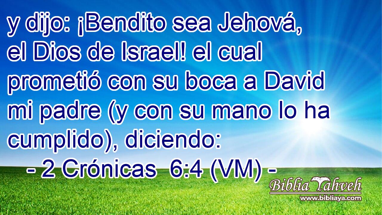  y dijo: ¡Bendito sea Jehová, el Dios de Israel! el cual prometió con su boca a David mi padre (y con su mano lo ha cumplido), diciendo: 