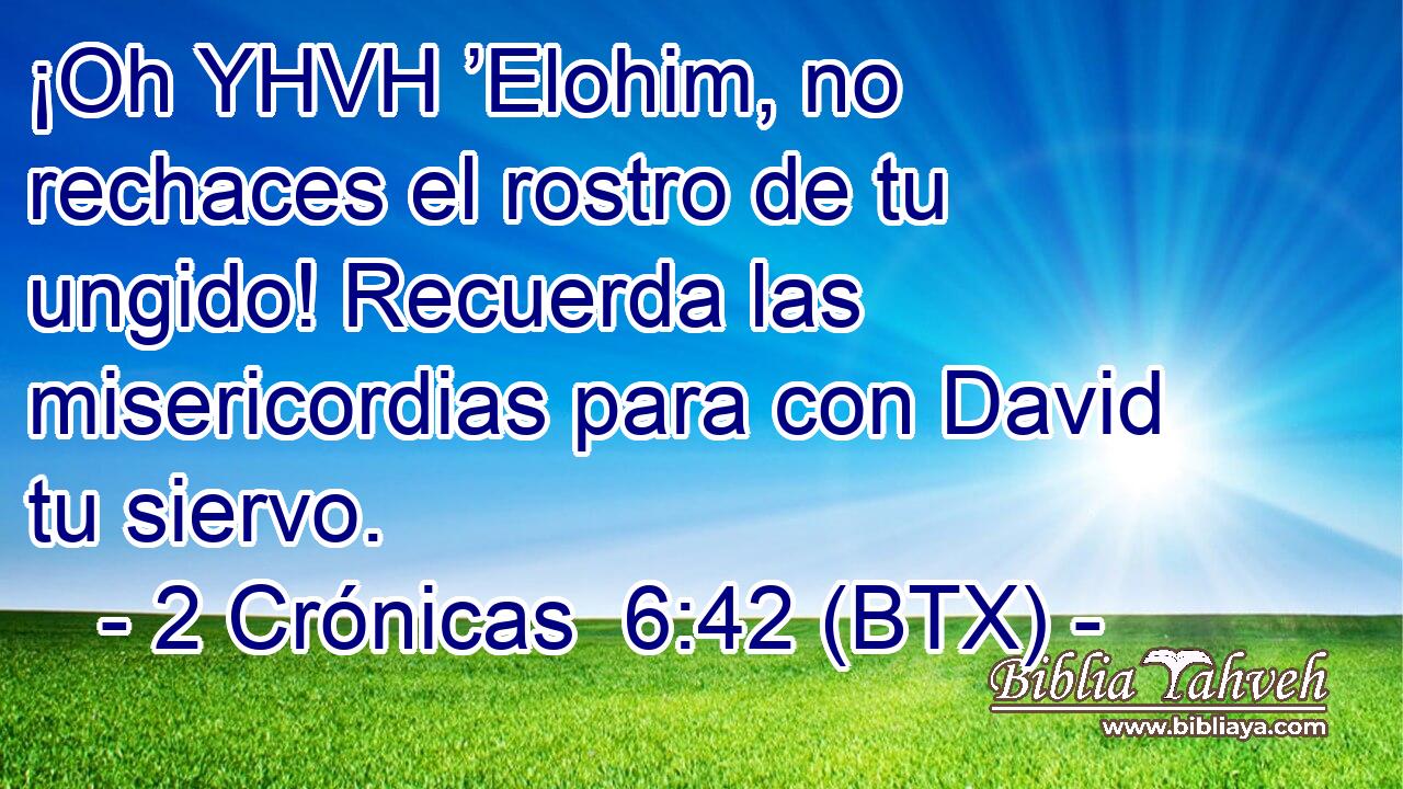 ¡Oh YHVH ’Elohim, no rechaces el rostro de tu ungido! Recuerda las misericordias para con David tu siervo.