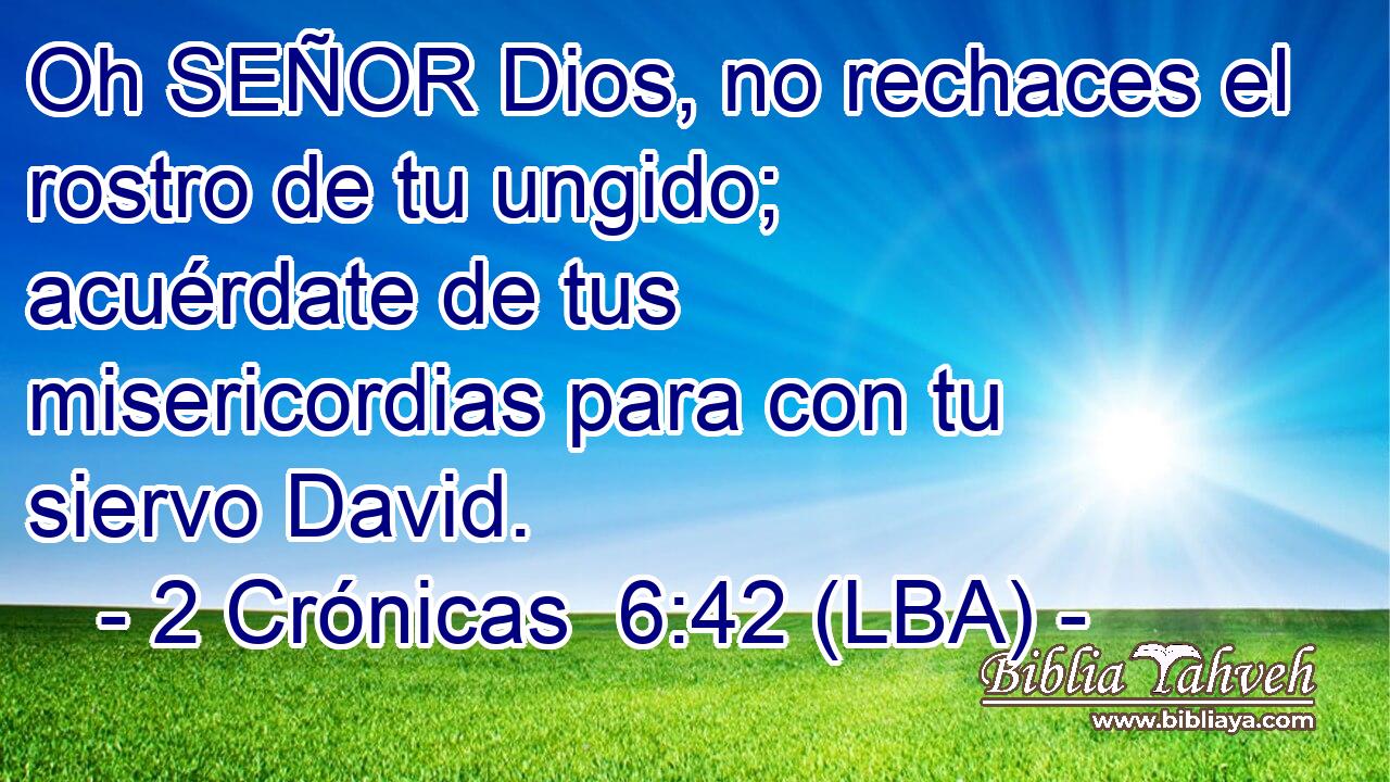 Oh SEÑOR Dios, no rechaces el rostro de tu ungido; acuérdate de tus misericordias para con tu siervo David.
