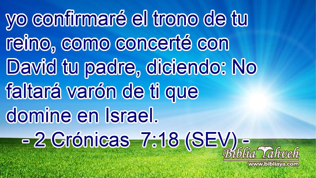 yo confirmaré el trono de tu reino, como concerté con David tu padre, diciendo: No faltará varón de ti que domine en Israel.