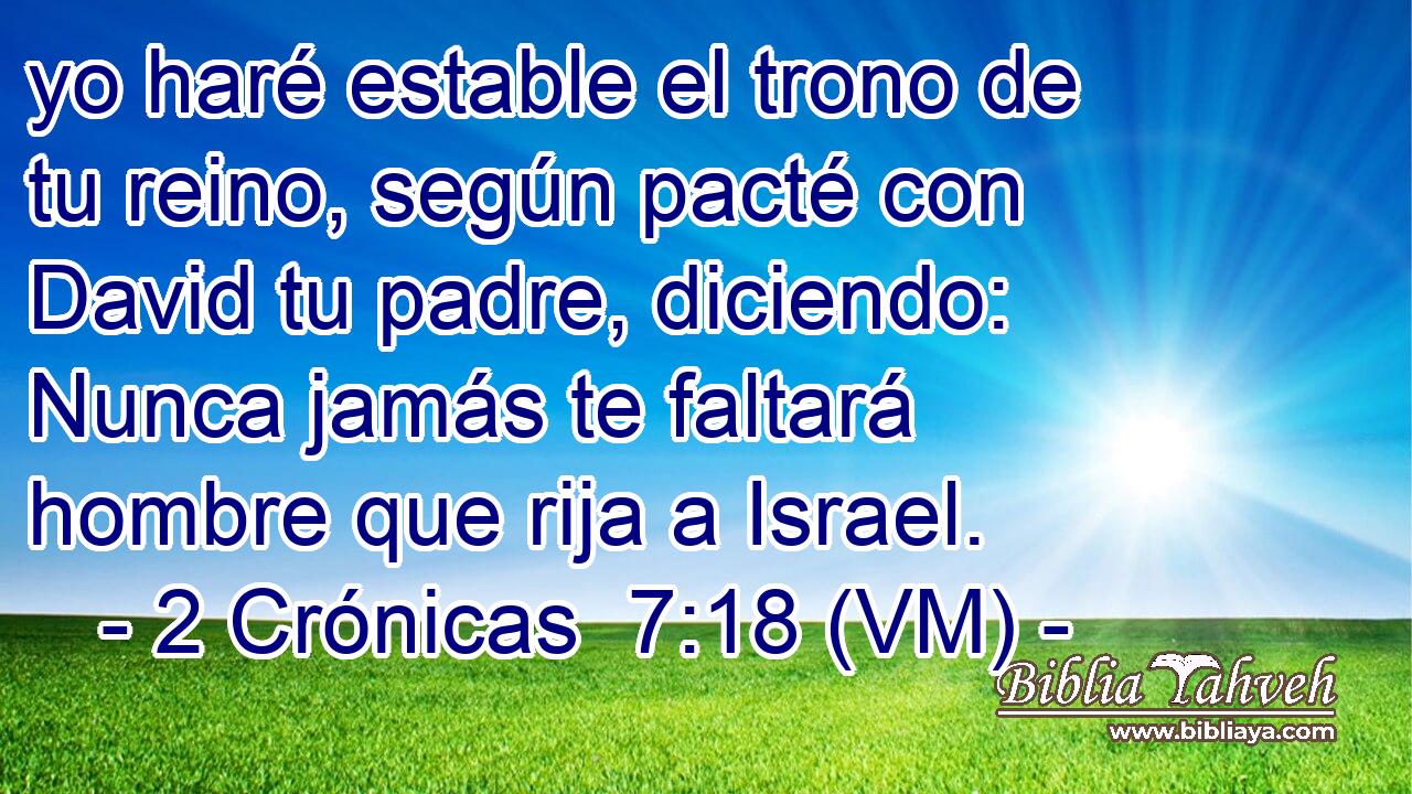 yo haré estable el trono de tu reino, según pacté con David tu padre, diciendo: Nunca jamás te faltará hombre que rija a Israel. 