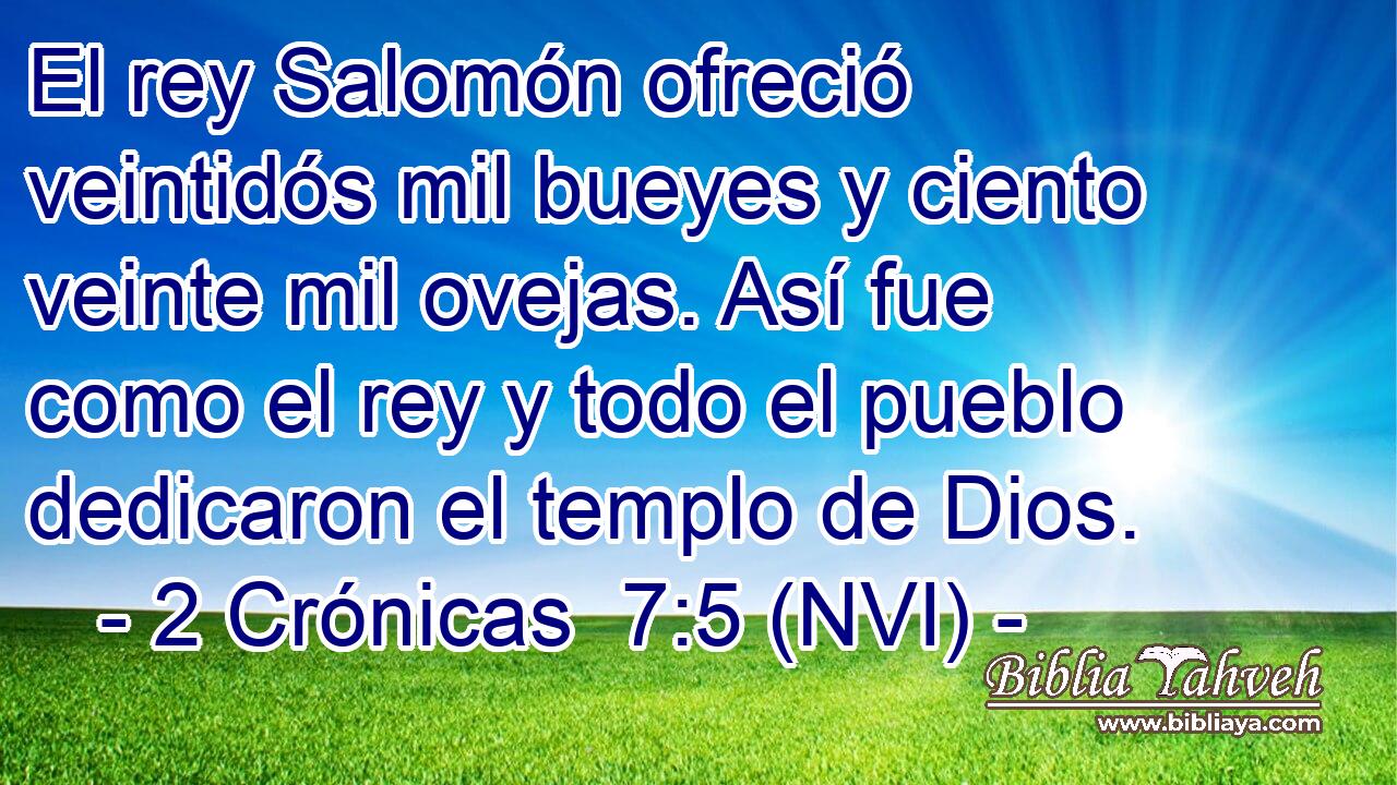  El rey Salomón ofreció veintidós mil bueyes y ciento veinte mil ovejas. Así fue como el rey y todo el pueblo dedicaron el templo de Dios. 